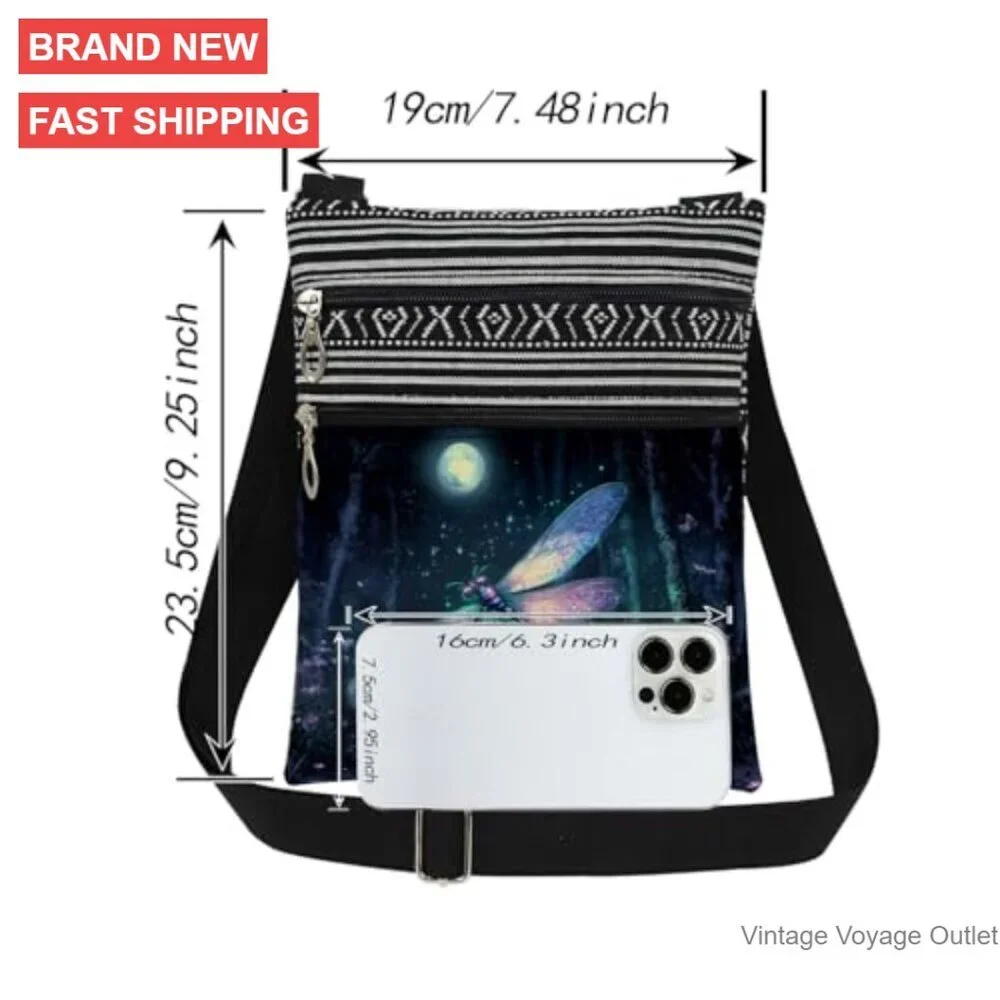 Adjustable Crossbody Bag with Dual Compartments, Lightweight Polyester